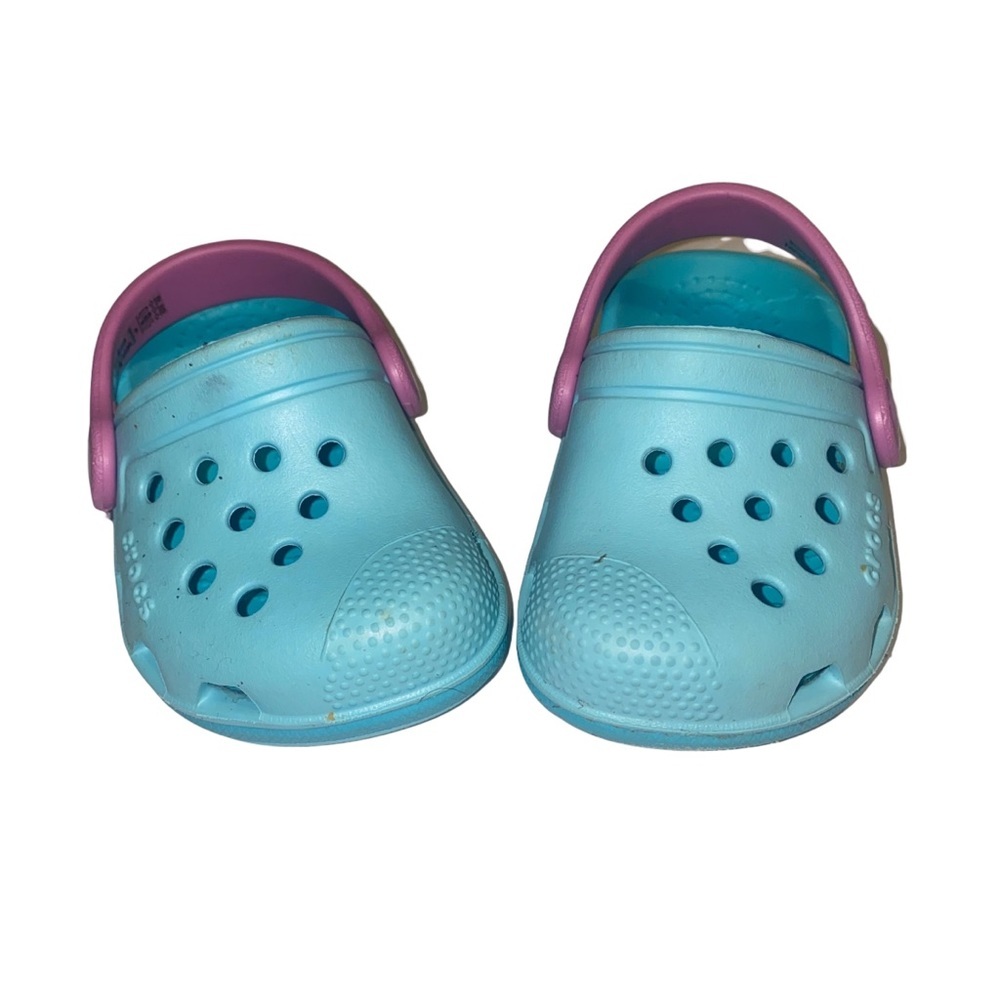 Infant girls crocs teal purple children size 4 baby